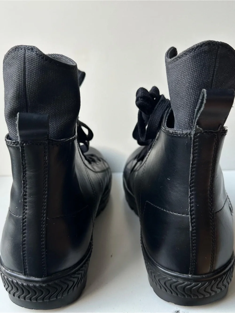 Levi's Men's Black Leather Canvas High Top Sneaker Boots Zip Lace Up Size 8.5